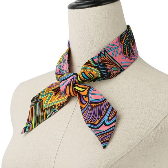 25SS Hermes Legend Of The Kuna Tribe Of Panama Twilly Silk Scarf Multicolor - Picture 5 of 9